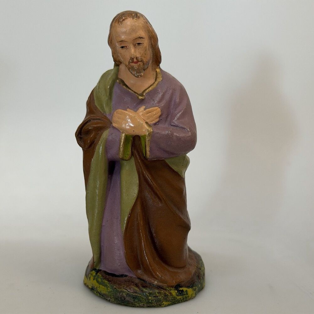 Vintage Germany Nativity Joseph Figurine 4 in Hand Painted Christmas Manger